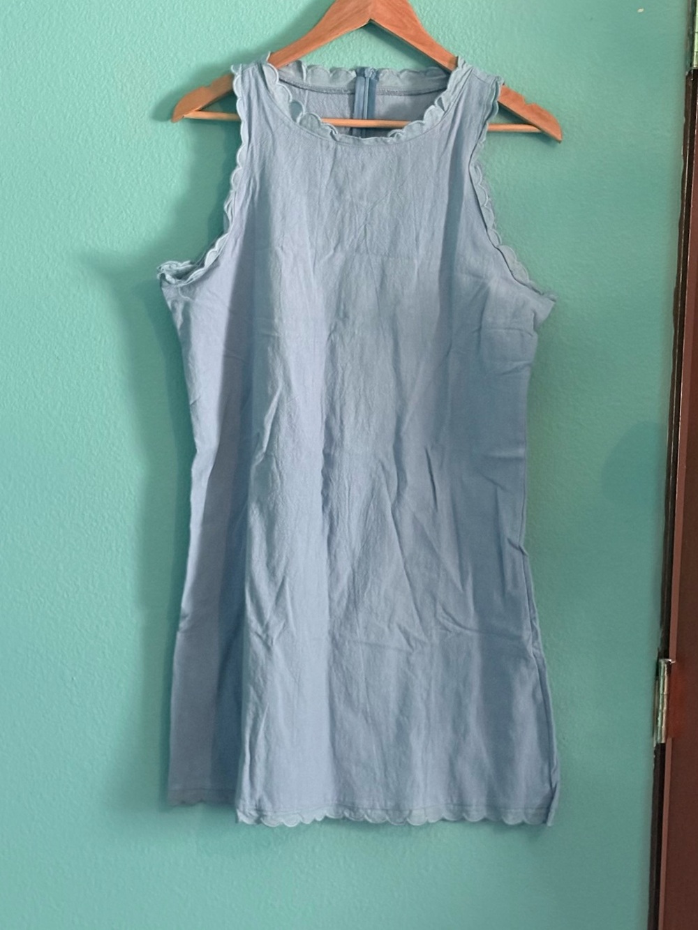 Sleeveless scalloped cotton mini dress NWOT